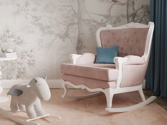 Bambizi Belle Luxury Rocking Chair In Dusty Pink Fabric