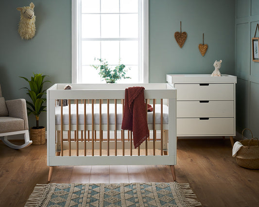 Obaby Maya Mini Scandi 2 Piece Nursery Room Furniture Set White & Natural